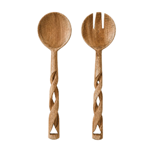 Eco-Friendly Natural Wooden Salad Server Set Handcrafted Teak Wood <b>Serving</b> Spoon And Fork Long Handle Salad <b>Tongs</b> Wholesale Buk - Product Image 4