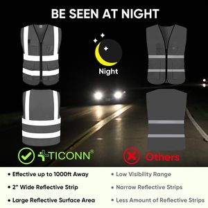 Neon <b>Work</b> Vest Reflective Safety Vests for Men Women High Visibility Vest with Pockets Mesh Fabric <b>Construction</b> Safety Apparel - Product Image 5