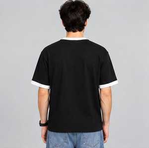 Camiseta de Hombre 100% Algodón, Manga Corta, Cuello Redondo, Ribete en Contraste, Estilo Casual, Corte Regular, Tejido Jersey, Color Sólido, Estilo Urbano - Product Image 6