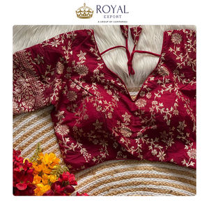 Collection de Blouses Indiennes Entièrement Cousues Prêtes à Porter en Soie Dola Rembourrée avec Imprimé – Vente en Gros pour Exportateurs - Product Image 5