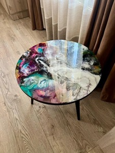 โต๊ะเรซิ่นอีพ็อกซี่ลายไม้วอลนัท โต๊ะรับประทานอาหารริเวอร์รีสตอร์แนท์ ท็อปโต๊ะไม้สีม่วง ท็อปโต๊ะเรซิ่นอีพ็อกซี่สีม่วง - Product Image 2