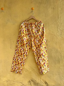 Ensemble de pyjama classique jaune pour femme, 100 % coton, imprimé floral, manches trois quarts, taille élastique, longueur genou, vêtements de nuit - Product Image 3
