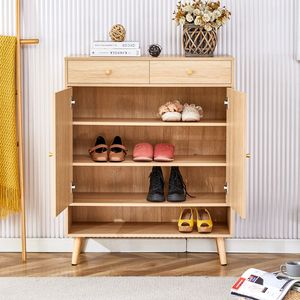 Mobile Portascarpe Moderno Minimalista in MDF, Multifunzionale, Stile Nordico Giapponese Industriale, Perfettamente Integrato con Scaffale in Legno Naturale - Product Image 6