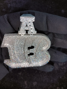 Pendentif personnalisé en argent 925 et moissanite pour homme, lettres serties de pavés, initiales personnalisées, bijou de luxe, cadeau - Product Image 3