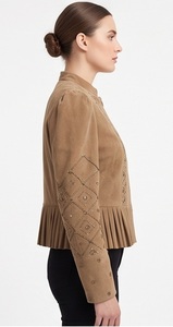 Blazer Bohème Vintage pour Femme en Cuir de Mouton Véritable Brodé de Perles, Coupe-Vent, Chauffant, Personnalisable, Idéal pour les Soirées - Product Image 2