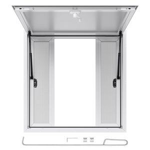 Finestra di Servizio in Lega di Alluminio 36x36 Pollici per Food Truck, Angolo di 85 Gradi, con 4 Pannelli Scorrevoli - Product Image 1