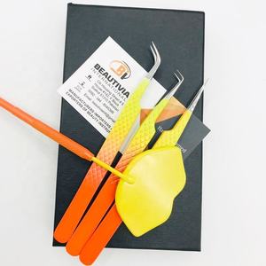 Agarre de diamante de acero sostenible Pinzas de extensión de pestañas de dos tonos/Espejo de pestañas de labios Agarre fuerte Etiqueta privada - Product Image 3