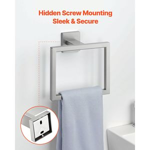 Set di Accessori per Bagno in Acciaio Inox da 24 Pollici, 5 Pezzi, Include Portasciugamani e Porta Accappatoio, Finitura Nichel Spazzolato per Hotel - Product Image 4