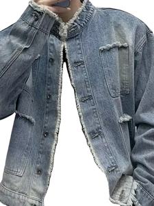 Chaqueta vaquera clásica holgada de algodón para hombre, nuevo estilo 2025, marca de moda coreana, Top informal, chaqueta recortada para primavera y otoño, negro y azul - Product Image 5