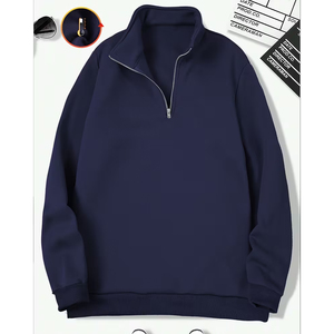 Custom Embroidery Half Zip <b>Sweatshirt</b> Men Heavyweight Cotton Pullover USA Streetwear Clothing Supplier - Product Image 1