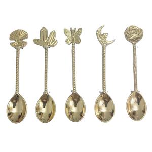 Ensemble de 5 cuillères à dessert de couverts au design unique pour la maison et l'hôtel Ensemble de cuillères à dîner en laiton avec laque alimentaire à bas prix - Product Image 1