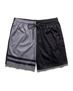 Shorts de baseball pour hommes en maille/polyester tricoté, couleur unie, style urbain tendance, taille haute, logo avant élastique, respirant, séchage rapide - Product Image 1