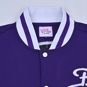 Purple <b>White</b> Heated Winter Varsity <b>Jacket</b> Full Sleeve Embroidered Logo Silk Lining 100% Wool Shell OEM ODM Service - Product Image 5