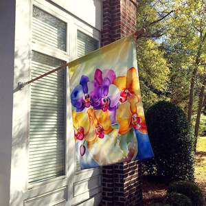 Orchids Watercolor Large House <b>Flag</b> Multicolor Porch Sleeve <b>Pole</b> Decorative Yard Banner Wall Hanging Polyester Artwork - Product Image 2