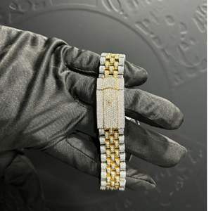 Reloj de Pulsera de Lujo para Hombre, Estilo Hip Hop, con Diamantes Cultivados en Laboratorio, Plateado y Dorado, Redondo, de Cuarzo, de Alta Calidad - Product Image 5