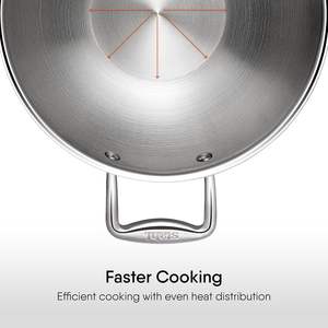 Olla Kadhai Triple de Acero Inoxidable con Tapa, 2.0 L, 22 cm, Hecha a Mano, Apta para Congelador, Compatible con Inducción y Gas - Product Image 5