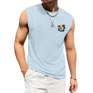 เสื้อกล้ามผู้ชายยืดหยุ่นสูง สไตล์วินเทจ ไร้ตะเข็บ แบรนด์สั่งทำได้ ชุดออกกำลังกาย แห้งเร็ว เสื้อกีฬา ผ้าโพลีเอสเตอร์ 100% ซักแล้ว - Product Image 1