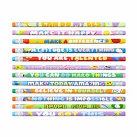 12 crayons en bois HB colorés imprimés avec messages positifs variés, gomme à effacer à impression numérique, citations motivantes, pour l'école/le bureau