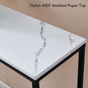 Tavolo Consolle con Struttura in Metallo e Finitura Effetto Marmo, Tavolino da Ingresso/Accento/Snack/Caffè in MDF con Funzionalità per Snack e Caffè - Product Image 5