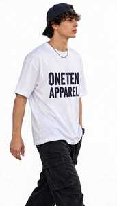 T-shirt blanc surdimensionné à manches courtes pour homme ONETEN APPAREL avec impression de lettres sur le devant, col rond décontracté, en coton tricoté respirant - Product Image 1