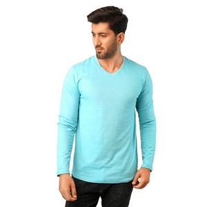 Camiseta de algodón liso de manga larga para hombre de la última colección Camiseta de ajuste regular con cuello en V para OEM Camiseta de algodón de moda de verano al por mayor - Product Image 1