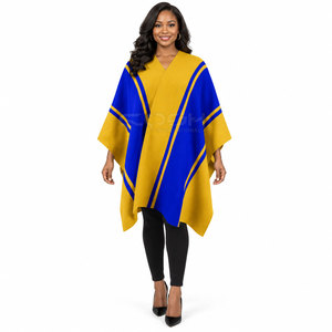 Cosh International Sorority Sisterhood Blue Yellow Spring Autumn Winter New Stylish <b>Women</b> Elegant Cardigan Poncho Cape Shawl - Product Image 1