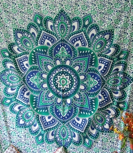 Tapiz de Mandala, flor, ropa de cama hecha a mano, sábana de algodón de tamaño King, decoración del hogar de varios colores por consignadores indios - Product Image 2