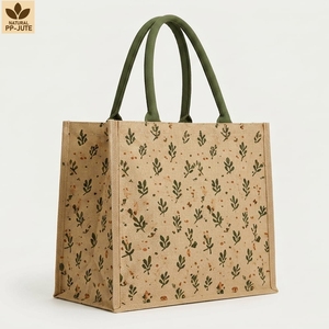Sac de courses en jute naturel laminé, sac de courses pour la vente au détail, 40x34x16 cm, logo personnalisé, vente en gros, OEM, marque privée, modèle MY-JT-11 - Product Image 3