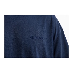 T-shirt à manches courtes pour homme, coupe classique, col rond, couleur personnalisée, 100% coton tricoté, motif uni, décontracté, anti-boulochage, manches raglan - Product Image 3