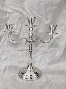 ATS Metals CBL-199 3 Arms Contemporary <b>Black</b> Metal Handmade Embossing Printing <b>Candelabra</b> Candle Stand Stylish Christmas Easter - Product Image 1