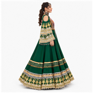 Vestido Lehenga Choli verde de alta calidad para mujer, vestido afgano Kuchi para damas, vestido tradicional con bordados elaborados, vestido afgano Kuchi. - Product Image 2