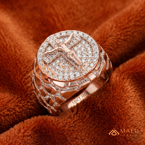 Mens Rose Gold Tone Moissanite Diamond <b>Cross</b> <b>Ring</b> Hip Hop Jewelry for Men Stylish Fashion Wear - Product Image 6