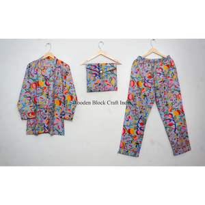 Conjunto de Pijama de Algodón Transpirable, Camisa de Pijama Larga, Ropa para Fiesta Nupcial, Conjunto de Pijama Cómodo, Traje de Dormir Floral, Ideal para el Verano - Product Image 6