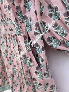 Nueva llegada de las mujeres de color rosa marrón patrón floral impreso verano Mini Maxi 3/4th mangas Mini Maxi vestido para las mujeres - Product Image 2