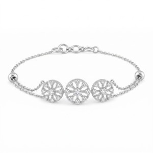 Bracelet unisexe en or blanc plaqué or avec diamants taille brillant, certifié IGI, style tendance, pour mariage - Jewellery Planet - Product Image 3