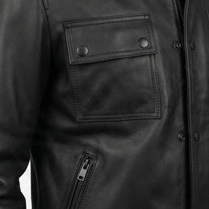 Blouson de motard en cuir vieilli pour homme, finition pull-up, doublure matelassée en polyester, ceinture à boutons-pression, équipement de moto, couleur personnalisable - Product Image 5