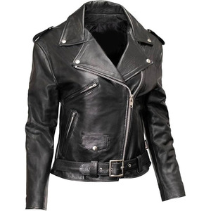 Veste en cuir de moto noire de qualité supérieure pour femmes SAMROZ SPORTS avec aérations - Product Image 1