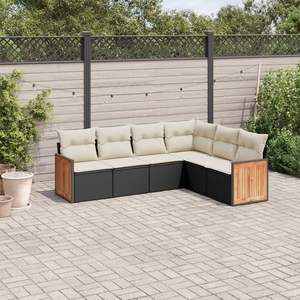 Conjunto de Sofá de Jardín de Ratán PE Negro y Acero con Recubrimiento en Polvo, 100% Poliéster - Muebles de Exterior Elegantes - Product Image 1