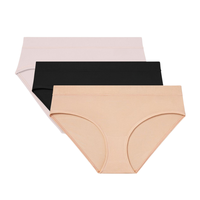 Tangas de punto 100% algodón para mujer, de tiro medio, con patrón liso, transpirables, sexys, tallas grandes