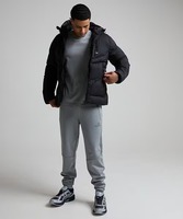 Blouson matelassé noir à capuche pour homme, coupe-vent, fermeture éclair, rembourrage épais en polyester, vêtement d'extérieur décontracté pour l'hiver, coupe classique