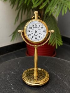 Nautical Brass Gimbal <b>Desk</b> <b>Clock</b> Handmade Maritime Tabletop Timepiece Vintage Ship-Inspired Office & Study Decor - Product Image 3