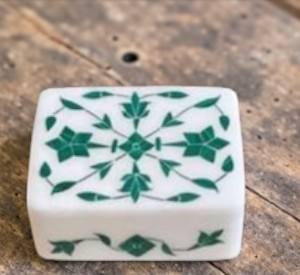 Caja Decorativa de Mármol Blanco con Incrustaciones de Piedra Verde – Caja de Almacenamiento de Joyas y Artículos Pequeños de Mármol de Lujo Hecha a Mano, Proveedor Mayorista - Product Image 2