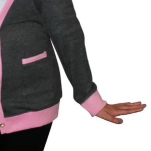 AKA Varsity <b>Cardigan</b> <b>Women</b> Knit Sweater Black Pink Trim <b>Button</b> Front Sorority Greek Apparel Alpha Style Casual Fashion Outerwear - Product Image 6