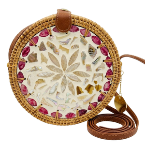 Bolsos de Ratán para Mujer, Bolsos Redondos de Paja y Ratán con Madreperla, Bolsos de Playa, Venta al por Mayor, Fábrica en Vietnam, Precios Competitivos, Se Aceptan OEM y ODM - Product Image 4