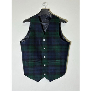 Scottish Mackenzie Tartan Vest <b>Men's</b> <b>Green</b> & Blue <b>Waistcoat</b> High-Quality Wool Custom Handmade OEM ODM - Product Image 3
