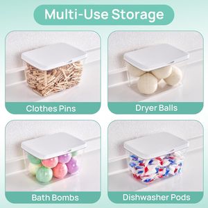 Set da 4 contenitori per capsule di detersivo, porta salviette per asciugatrice, cestini pieghevoli per asciugatrice, paletta per detersivo in polvere, etichetta per lavanderia - Product Image 5