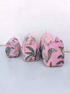 Ensemble de pochettes en tissu de coton personnalisées, 3 pièces, motif lettres vintage, grandes pochettes à fermeture éclair, sacs de maquillage imprimés durables pour un usage quotidien - Product Image 2