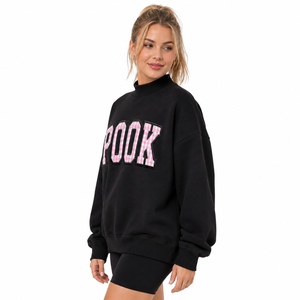 Sudadera de cuello alto con letras Ghingham y apliques bordados de letras griegas Ghingham, 100% algodón, estilo oversized. - Product Image 4
