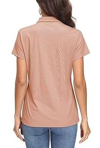 Polo de Golf de Manga Corta para Mujer, Corte Ajustado, 100% Algodón, Cuello en V, de Alta Calidad, con Logotipo Personalizado, Buen Precio - Product Image 2