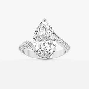 Bague de fiançailles en diamant de laboratoire en forme de poire de 3,50 carats avec pierres latérales torsadées – Bague en diamant de forme poire certifiée IGI - Product Image 2